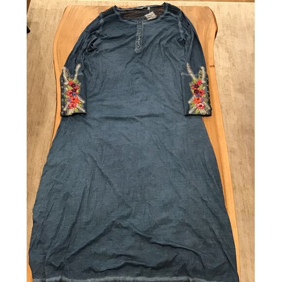 Soft Surroundings Ava Maxi Dress Womens Sz XL Blue Boho Lagenlook Coastal NEW - Picture 2 of 7